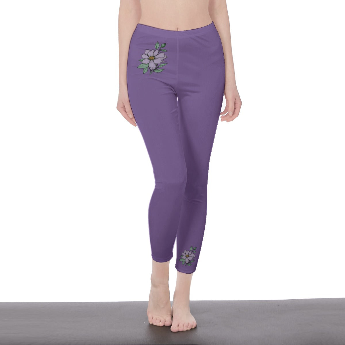 Light Purple Stylish Floral Decal Solid Casual Leggings for Women - Versatile Cut & Sew Exercise, Skinny Fit, Sporty, Yoga Pants - Comfy Everyday Wear - Printspirationz