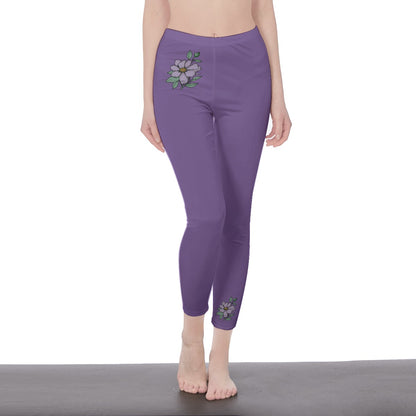 Light Purple Stylish Floral Decal Solid Casual Leggings for Women - Versatile Cut & Sew Exercise, Skinny Fit, Sporty, Yoga Pants - Comfy Everyday Wear - Printspirationz