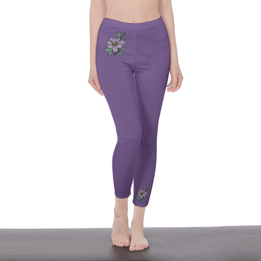 Light Purple Stylish Floral Decal Solid Casual Leggings for Women - Versatile Cut & Sew Exercise, Skinny Fit, Sporty, Yoga Pants - Comfy Everyday Wear - Printspirationz