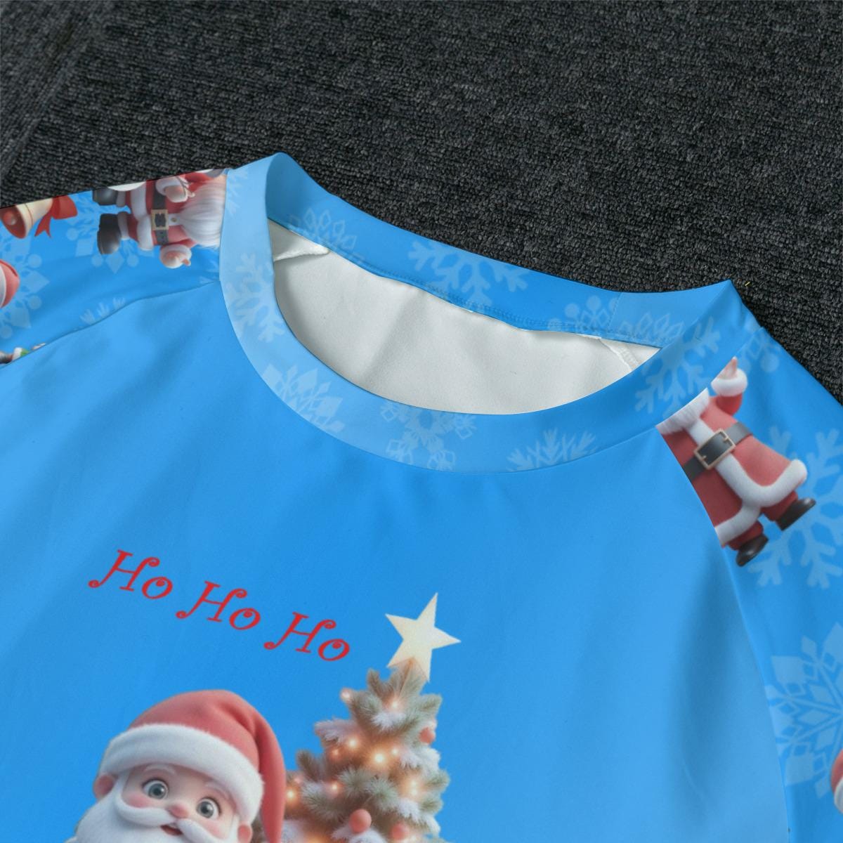 Men's Blue Santa Claus Pajamas Set - Blue Background - Christmas Sleepwear, Matching family outfit, long sleeves loungewear,  Holiday 2 pc - Printspirationz