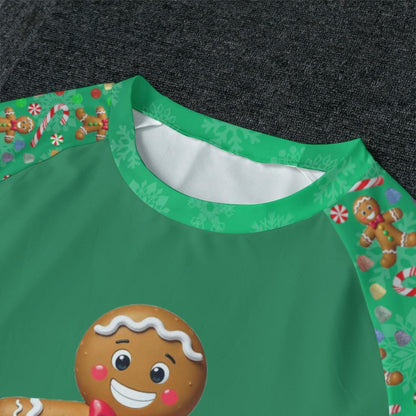 Men's Green Gingerbread Man, Christmas Holiday Candy Winter Pajama Set, Matching family outfit, long sleeves loungewear, Holiday 2 pc - Printspirationz
