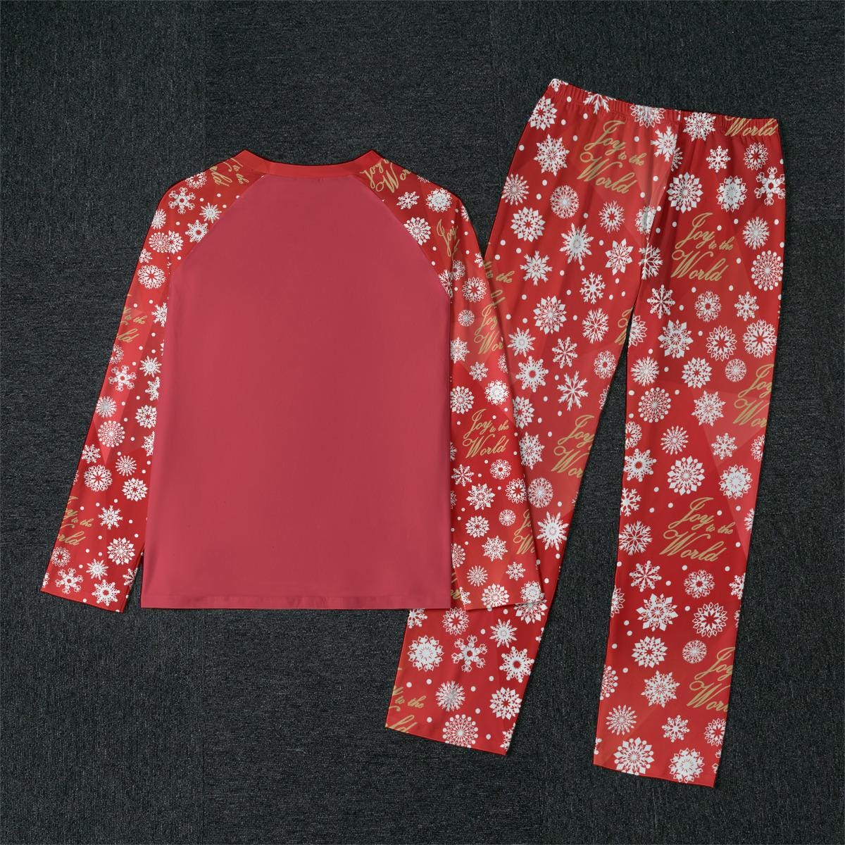 Men's Red Christmas Holiday Sleepwear Set, Festive 'Joy to the World' Quote - Matching family pajama outfit, long sleeves loungewear, 2 pc - Printspirationz