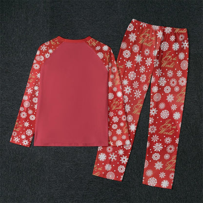 Men's Red Christmas Holiday Sleepwear Set, Festive 'Joy to the World' Quote - Matching family pajama outfit, long sleeves loungewear, 2 pc - Printspirationz