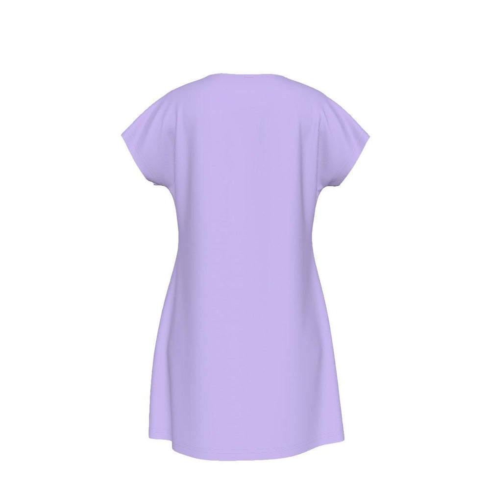 Versatile Women's Oversized Short Sleeve T-shirt Dress with Bible Verse Floral Scripture Proverbs 31:30 Design -  Comfortable For Casual, Lounging, or Sleeping - Lavender