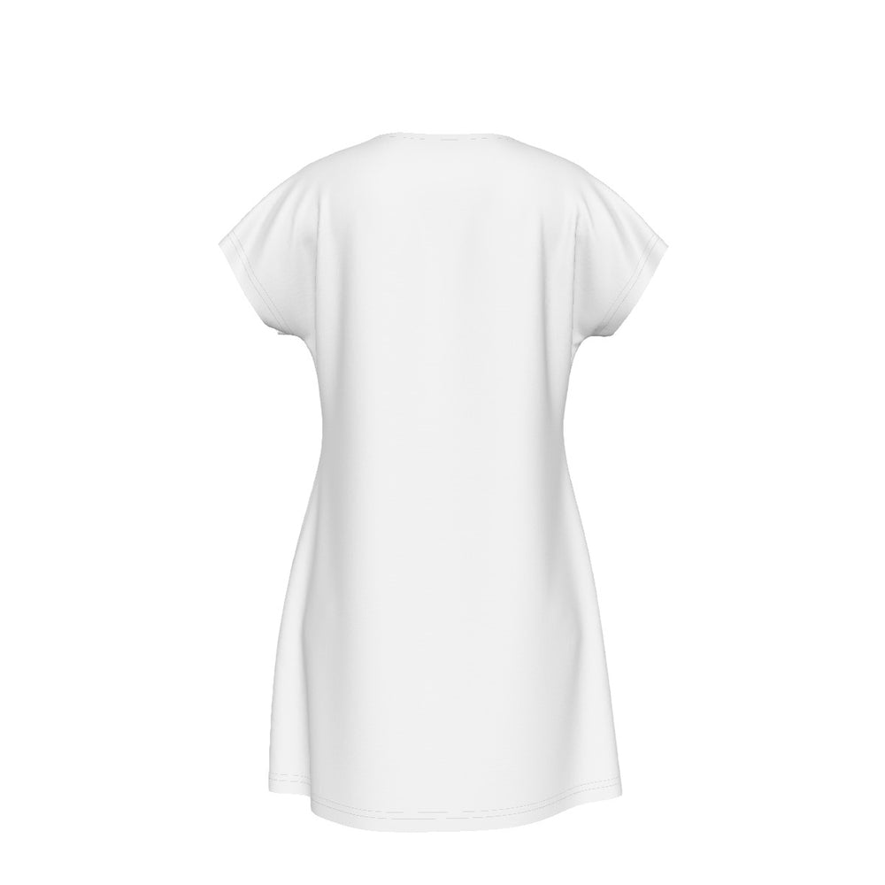 Versatile Women's Oversized Short Sleeve T-shirt Dress with Bible Verse Floral Scripture Proverbs 31:30 Design -  Comfortable For Casual, Lounging, or Sleeping - White