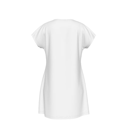Versatile Women's Oversized Short Sleeve T-shirt Dress with Bible Verse Floral Scripture Proverbs 31:30 Design -  Comfortable For Casual, Lounging, or Sleeping - White - Printspirationz