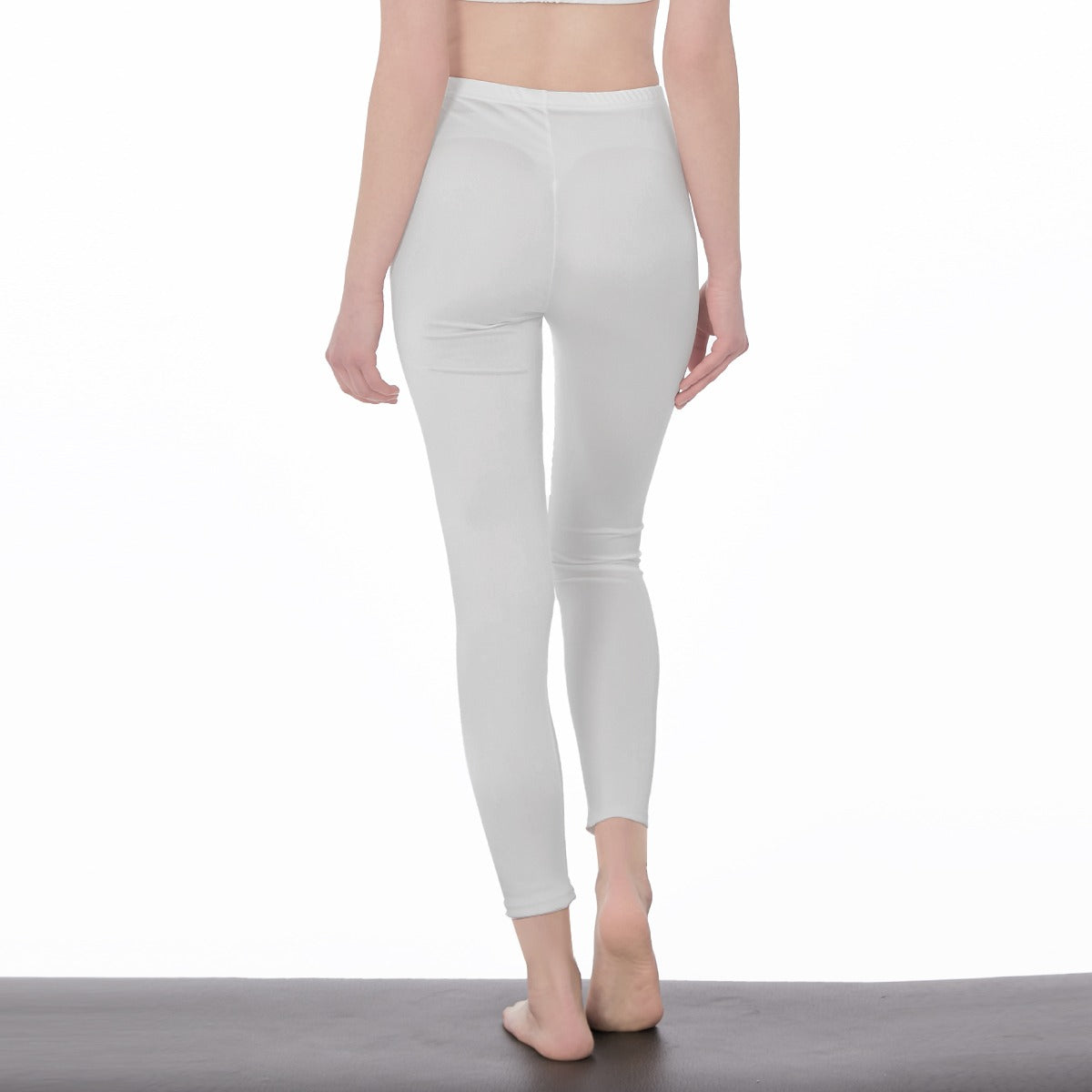 White Stylish Floral Decal Solid Casual Leggings for Women - Versatile Cut & Sew Exercise, Skinny Fit, Sporty, Yoga Pants - Comfy Everyday Wear - Printspirationz