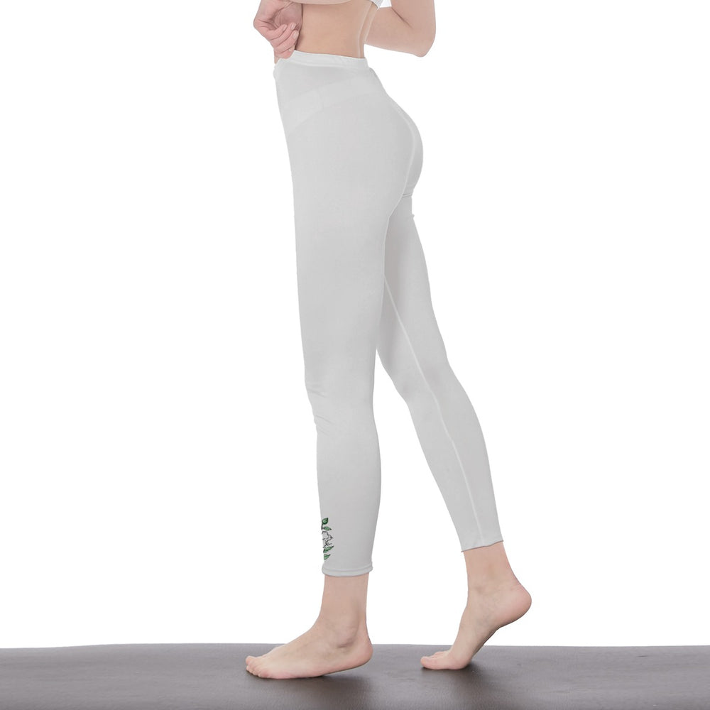 White Stylish Floral Decal Solid Casual Leggings for Women - Versatile Cut & Sew Exercise, Skinny Fit, Sporty, Yoga Pants - Comfy Everyday Wear