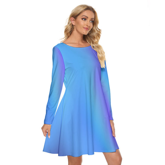 Women’s Crew Neck Dress – Blue Gradient Design, Classic & Comfortable Everyday Look - Printspirationz