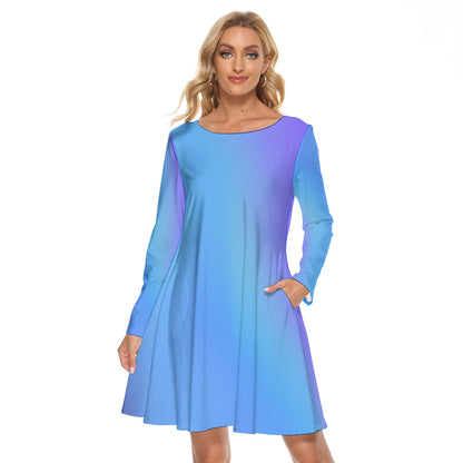 Women’s Crew Neck Dress – Blue Gradient Design, Classic & Comfortable Everyday Look - Printspirationz