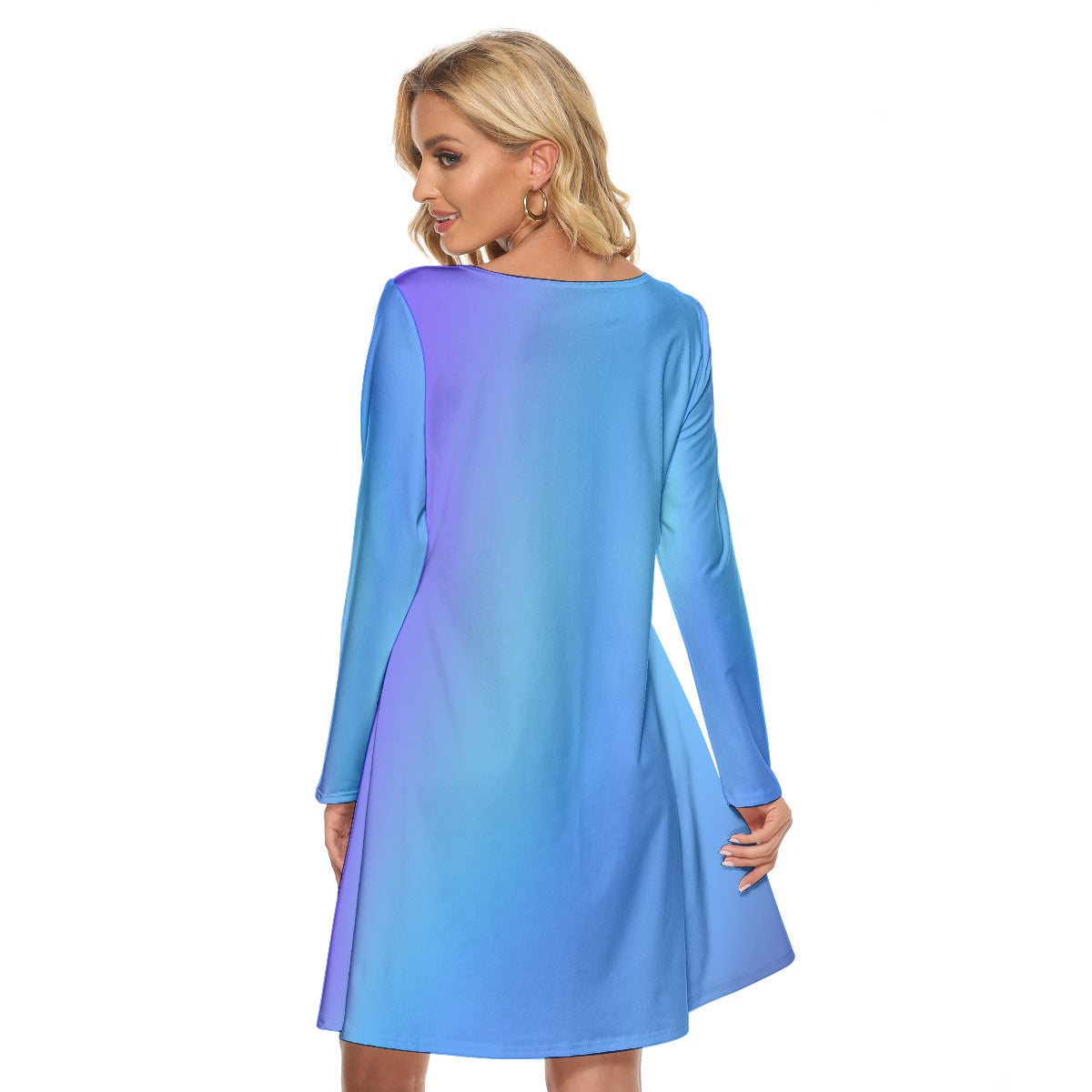 Women’s Crew Neck Dress – Blue Gradient Design, Classic & Comfortable Everyday Look - Printspirationz