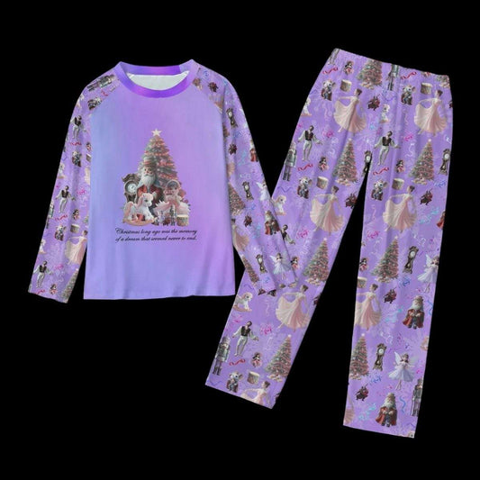 Women's Purple Nutcracker Suite Themed Pajamas Set, Christmas Holiday Women's Matching Top and Pants long sleeves loungewear, 2 pc
