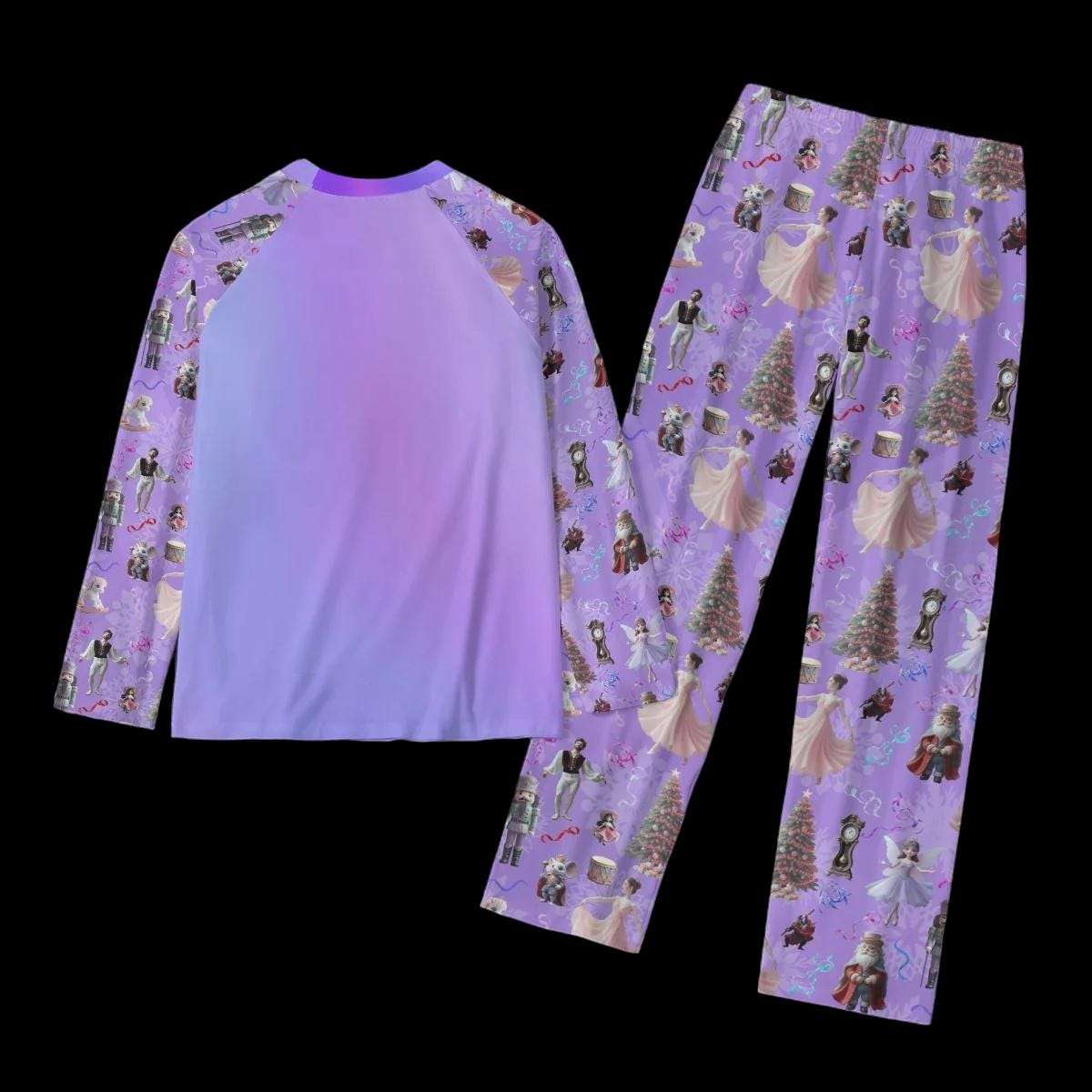 Women's Purple Nutcracker Suite Themed Pajamas Set, Christmas Holiday Women's Matching Top and Pants long sleeves loungewear, 2 pc