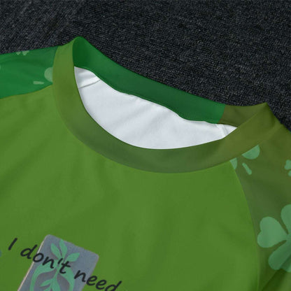 Womens Raglan Pajama Set with Blessed by Jesus Shirt and Shamrock Pants