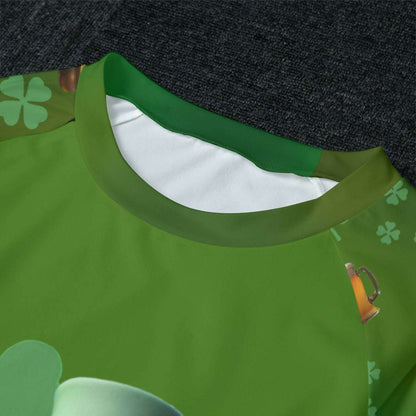 Womens Raglan Pajama Set with Leprechaun Top and Shamrock Pants
