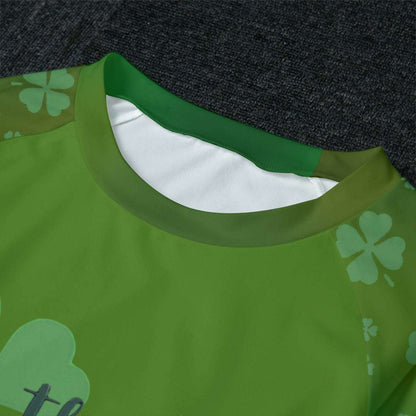 Womens Raglan Pajama Set with Luck of the Irish Shirt and Shamrock Pants