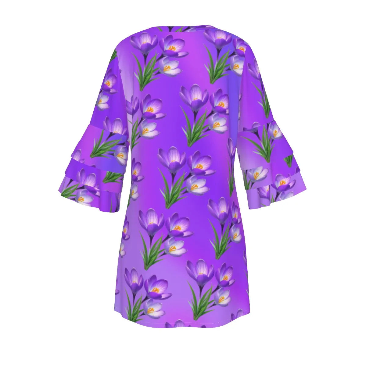 Women's Oversized Short Sleeve T-shirt Dress For Women - With Vibrant Purple Floral Pattern - Printspirationz