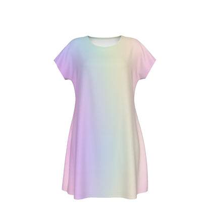Women's Oversized Short Sleeve T-shirt Dress With Vibrant Color Patterns,  Short Sleeve Nightshirt, Comfortable Lounge Sleep Dress - Printspirationz