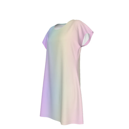 Women's Oversized Short Sleeve T-shirt Dress With Vibrant Color Patterns,  Short Sleeve Nightshirt, Comfortable Lounge Sleep Dress - Printspirationz