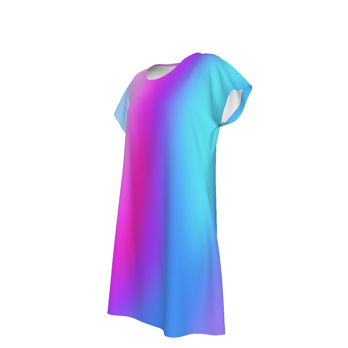 Women's Oversized Short Sleeve T-shirt Dress With Vibrant Color Patterns, Short Sleeve Nightshirt, Comfortable Lounge Sleep Dress, Pink Blue Purple Ombre Gradient - Printspirationz