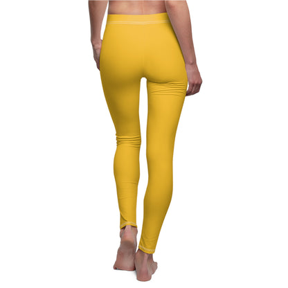 Yellow Stylish Floral Decal Solid Casual Leggings for Women - Versatile Cut & Sew Exercise, Skinny Fit, Sporty, Yoga Pants - Comfy Everyday Wear - Printspirationz
