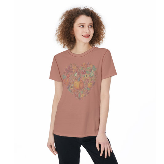 Women's Sports Jersey - Fall Harvest Heart Graphic, Athletic Top, Workout Shirt, Active Wear, Sports Apparel, Fitness - Printspirationz