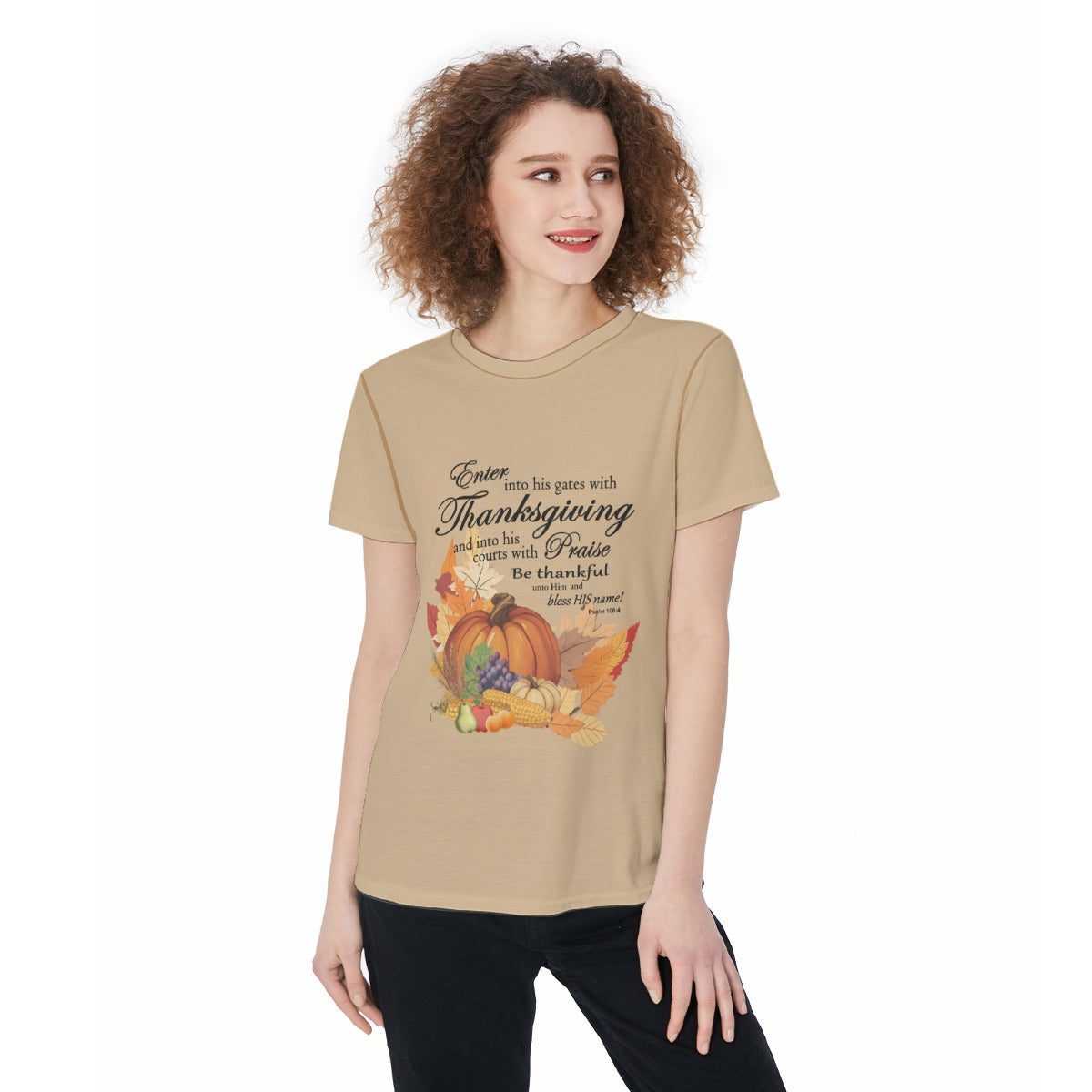 Thanksgiving Sports T-shirt For Women, Bible Verse Fall Harvest Graphic, Athletic Top, Workout Shirt, Active Wear, Sports Apparel, Fitness Casual. - Printspirationz