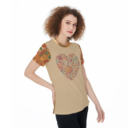 Women's Sports Jersey - Fall Harvest Heart Graphic, Athletic Top, Workout Shirt, Active Wear, Sports Apparel, Fitness - Printspirationz