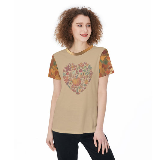 Women's Sports Jersey - Fall Harvest Heart Graphic, Athletic Top, Workout Shirt, Active Wear, Sports Apparel, Fitness - Printspirationz