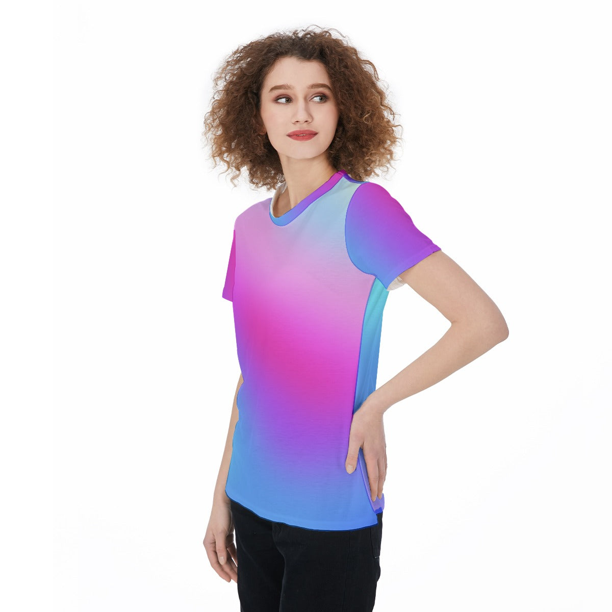 Lightweight Sports Jersey T-Shirt with Blue Purple Pink Print – Women’s Breathable Activewear Top - Printspirationz