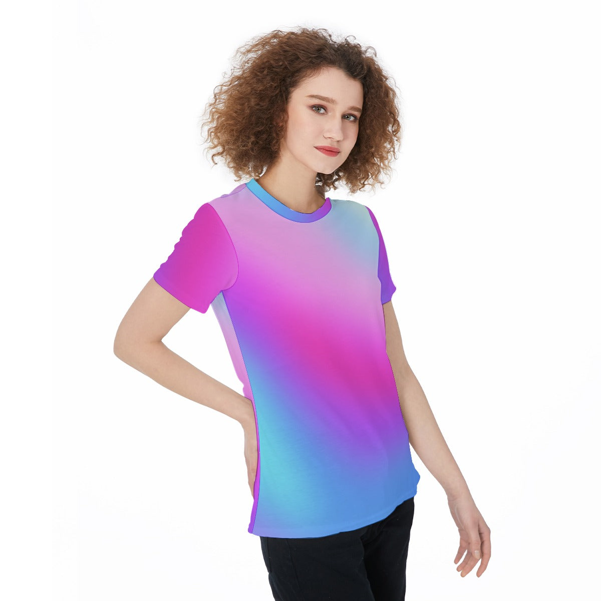 Lightweight Sports Jersey T-Shirt with Blue Purple Pink Print – Women’s Breathable Activewear Top - Printspirationz