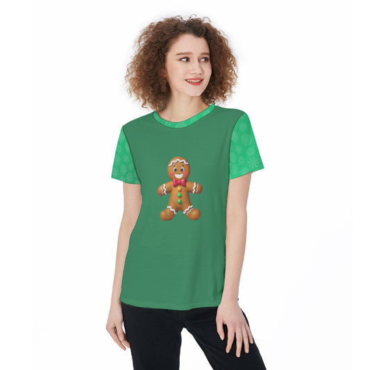 Sports Jersey with Gingerbread Man Design, Christmas Long Sleeve Shirt, Winter Holiday Women's Top, Festive Athletic Apparel, Snowflake Pajama Top - Printspirationz