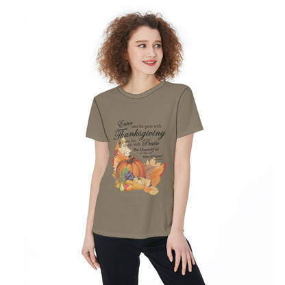Thanksgiving Sports T-shirt, Bible Verse Fall Harvest Graphic, Athletic Top, Workout Shirt, Active Wear, Sports Apparel, Fitness Casual. - Printspirationz