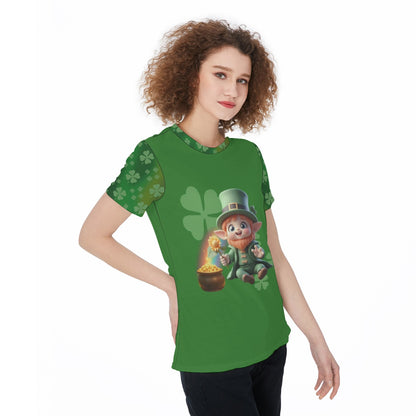 Women's Sports Jersey - Cute Leprechaun and Pot O Gold Shamrock Kawaii Art, St. Patrick's Day Clothing, Athletic Top, Workout Shirt, Irish - Printspirationz