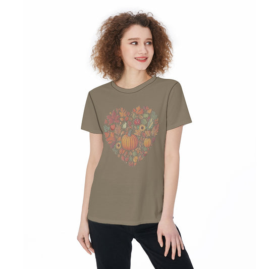 Women's Sports Jersey - Fall Harvest Heart Graphic, Athletic Top, Workout Shirt, Active Wear, Sports Apparel, Fitness - Printspirationz