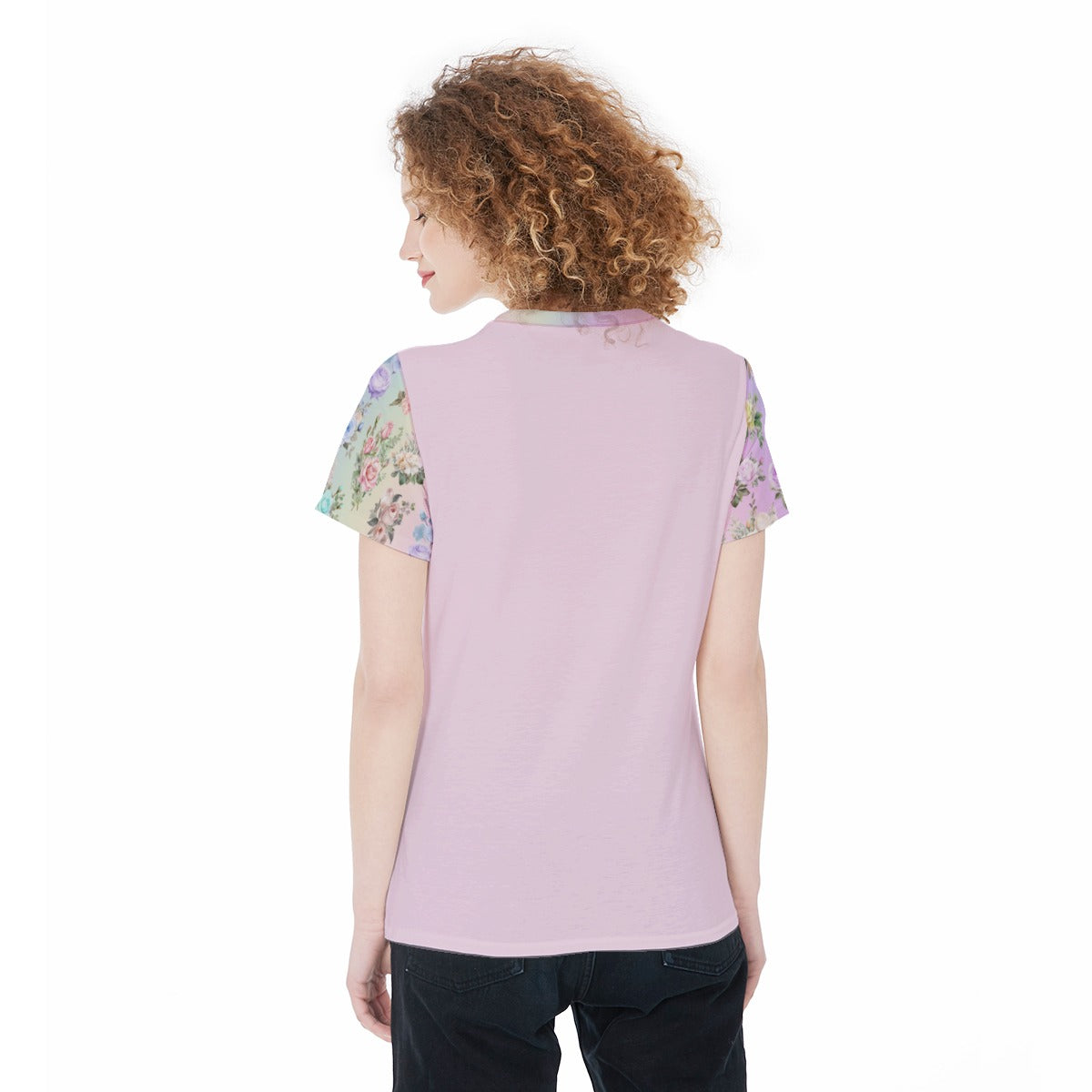 Cute Pastel Flower Heart Graphic Tee | Lightweight Pink Jersey T-Shirt For Women, For Workouts, Leisure, or as a Pajama Top - Printspirationz