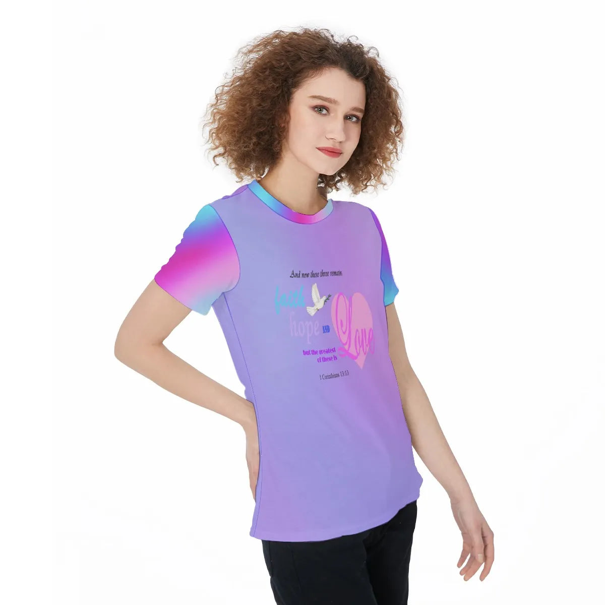 Women's Sports Jersey, Christian Faith Hope Love Heart Dove Purple Tee, Workout Top, Athletic T-Shirt, Exercise Wear, Gym Apparel - Printspirationz