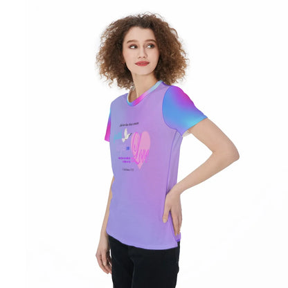 Women's Sports Jersey, Christian Faith Hope Love Heart Dove Purple Tee, Workout Top, Athletic T-Shirt, Exercise Wear, Gym Apparel - Printspirationz