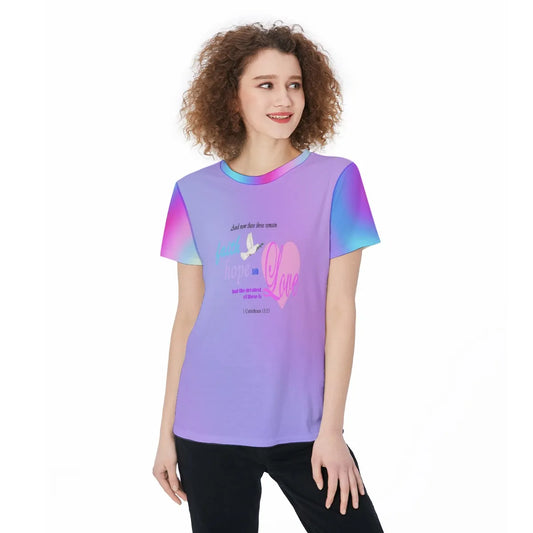 Women's Sports Jersey, Christian Faith Hope Love Heart Dove Purple Tee, Workout Top, Athletic T-Shirt, Exercise Wear, Gym Apparel - Printspirationz