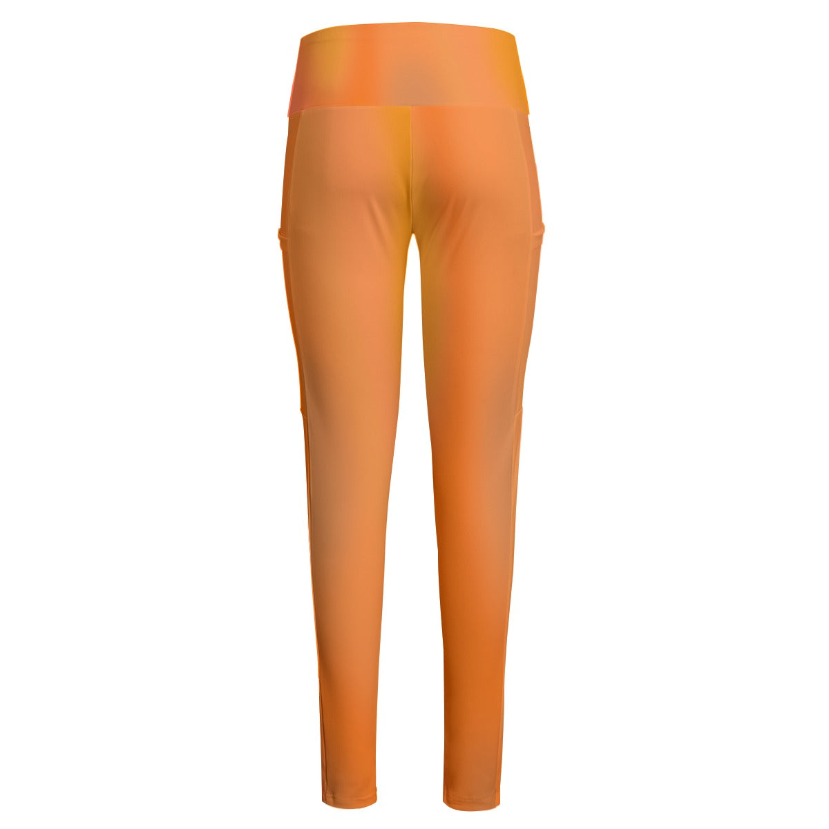 High Waist Yoga Leggings with Side Pockets Orange Gradient – Satin Drill Fabric for Women’s Activewear - Printspirationz