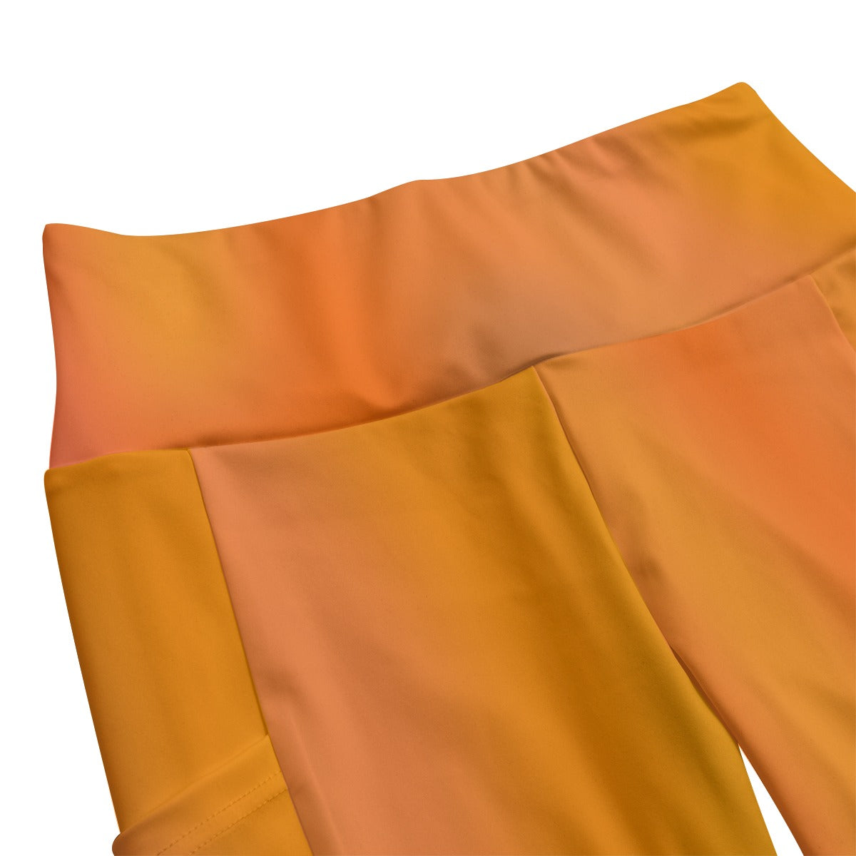 High Waist Yoga Leggings with Side Pockets Orange Gradient – Satin Drill Fabric for Women’s Activewear - Printspirationz