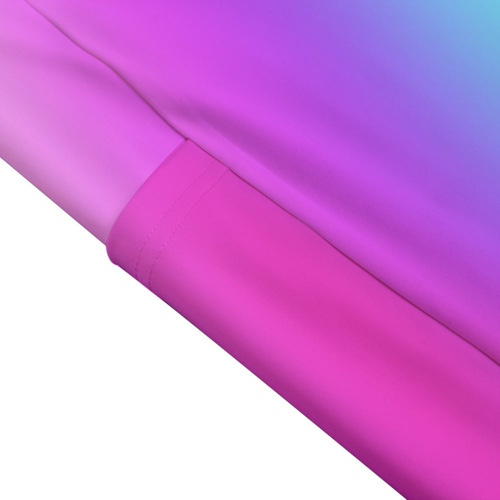 High Waist Yoga Leggings with Side Pockets Pink, Blue, and Purple Gradient – Satin Drill Fabric for Women’s Activewear