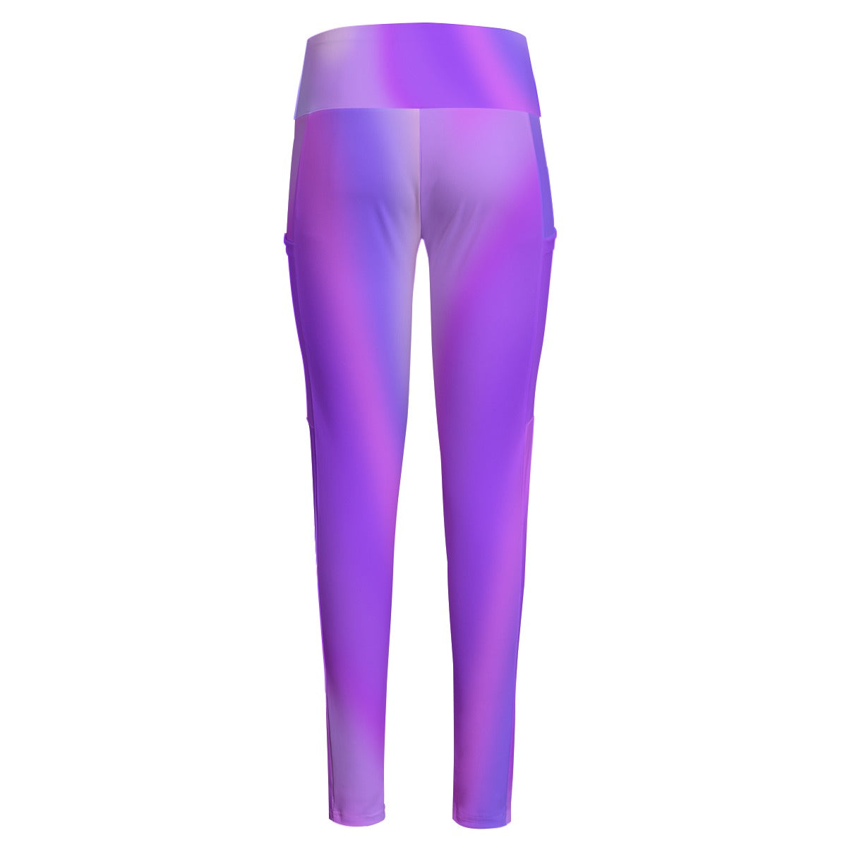 High Waist Yoga Leggings with Side Pockets Purple Gradient – Satin Drill Fabric for Women’s Activewear - Printspirationz