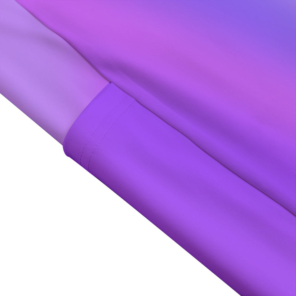 High Waist Yoga Leggings with Side Pockets Purple Gradient – Satin Drill Fabric for Women’s Activewear