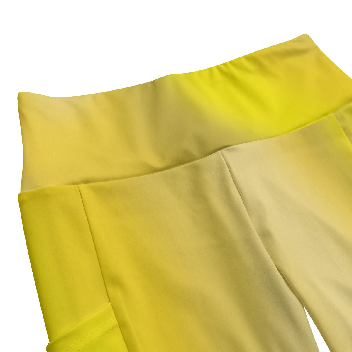 High Waist Yoga Leggings with Side Pockets Yellow Gradient – Satin Drill Fabric for Women’s Activewear - Printspirationz