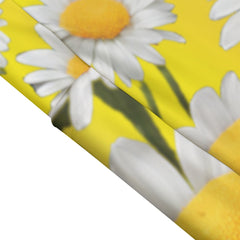 High Waist Yoga Leggings with Side Pockets Daisies Pattern on a Yellow Gradient Background Gradient – Satin Drill Fabric for Women’s Activewear