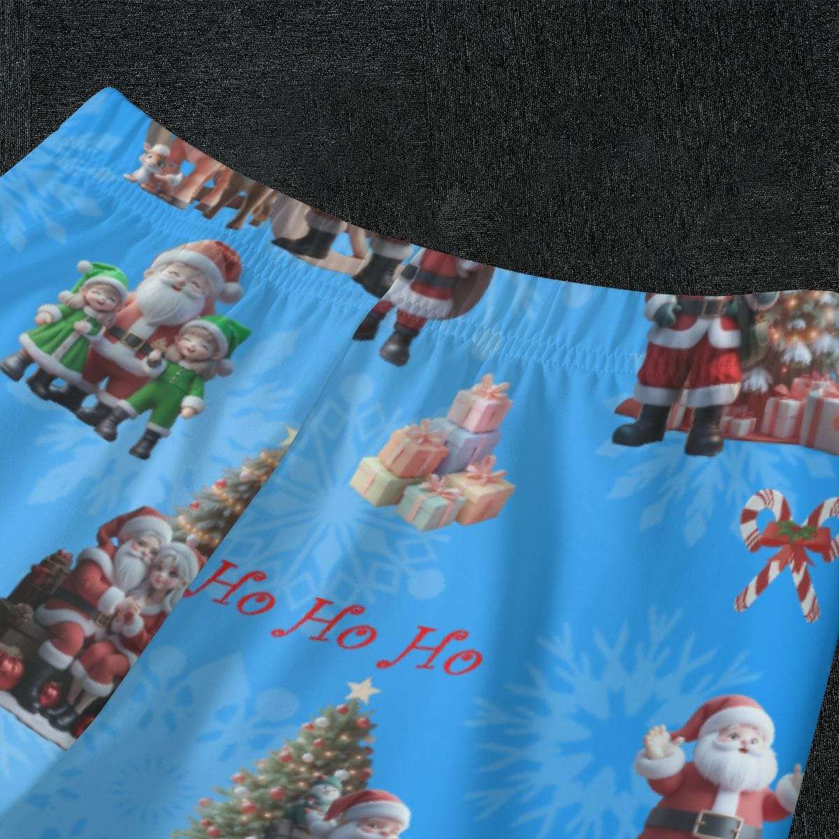 Kid's Blue Santa Claus Pajamas Set - Blue Background - Christmas Sleepwear, Matching family outfit, long sleeves loungewear,  Holiday 2 pc