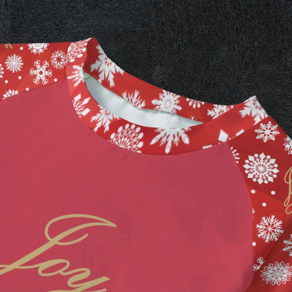 Kid's Red Christmas Holiday Sleepwear Set, Festive 'Joy to the World' Quote  - Matching family pajama  outfit, long sleeves loungewear, 2 pc