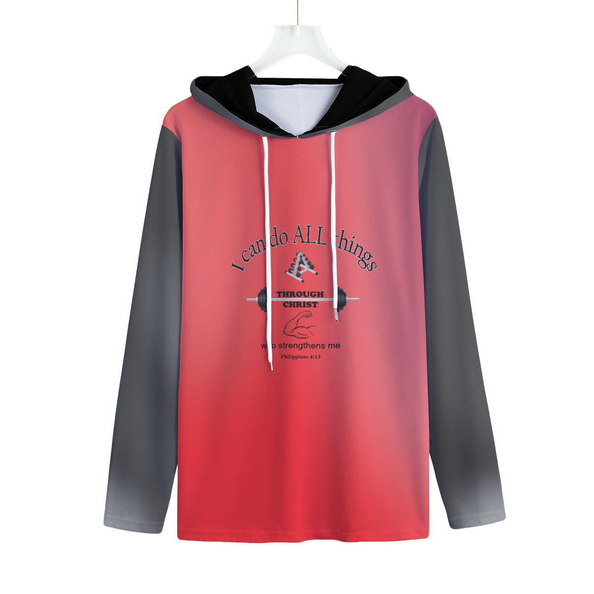 Sports Warm Up Workout Hoodie With an Inspiring bible Verse in Multiple Colors and Sizes for Active Men of Faith - Printspirationz