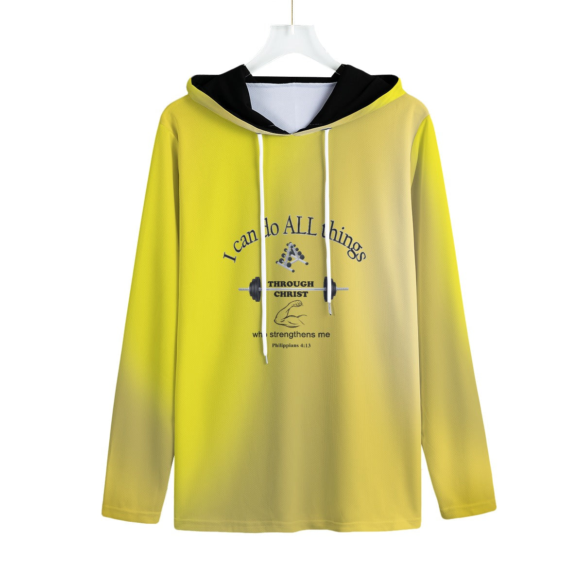 Sports Warm Up Workout Hoodie With an Inspiring bible Verse in Multiple Colors and Sizes for Active Men of Faith - Printspirationz